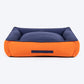 HUFT Classic Lounger Dog Bed - Orange & Blue - Heads Up For Tails