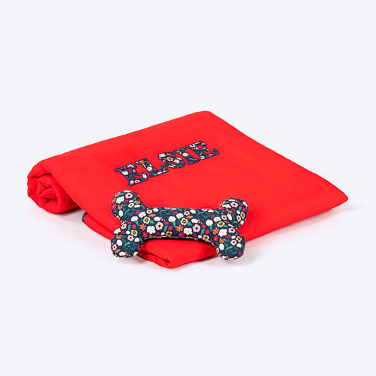 HUFT Personalised Sweet Dreams Blanket For Dog & Cat - Red - Heads Up For Tails