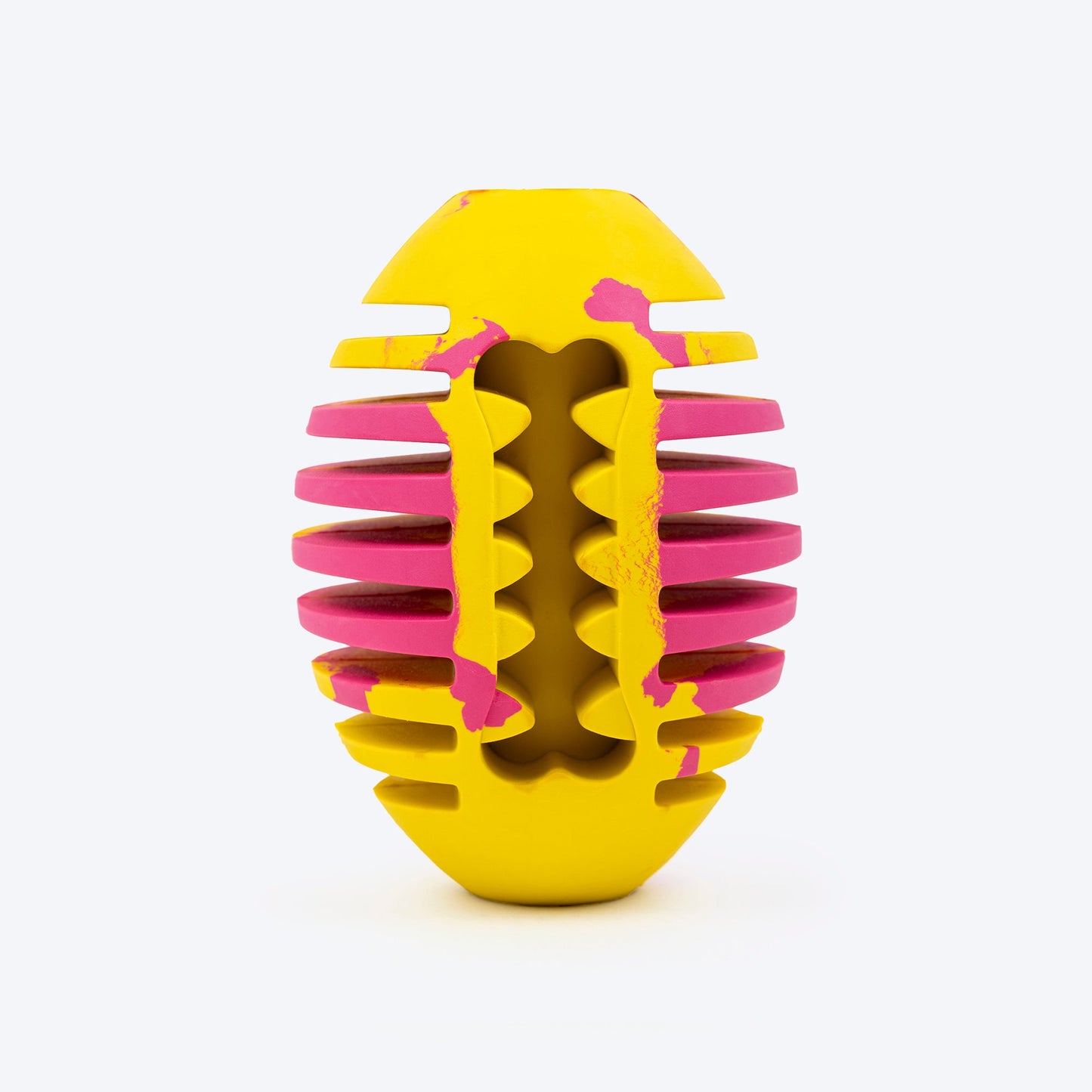 HUFT Ruff Rugby Ball Chew Toy For Dog - Pink & Yellow - Heads Up For Tails