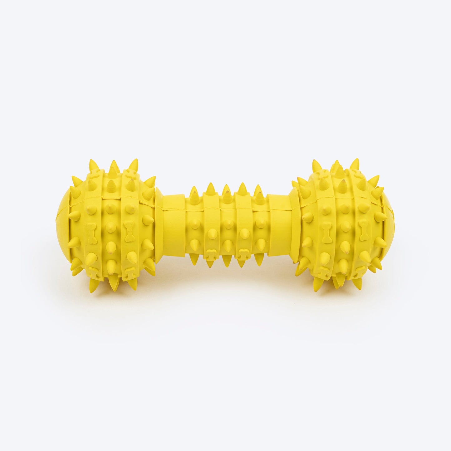 TLC Spiky Dumbbell Squeaky Chew Toy For Dog - Yellow - Heads Up For Tails