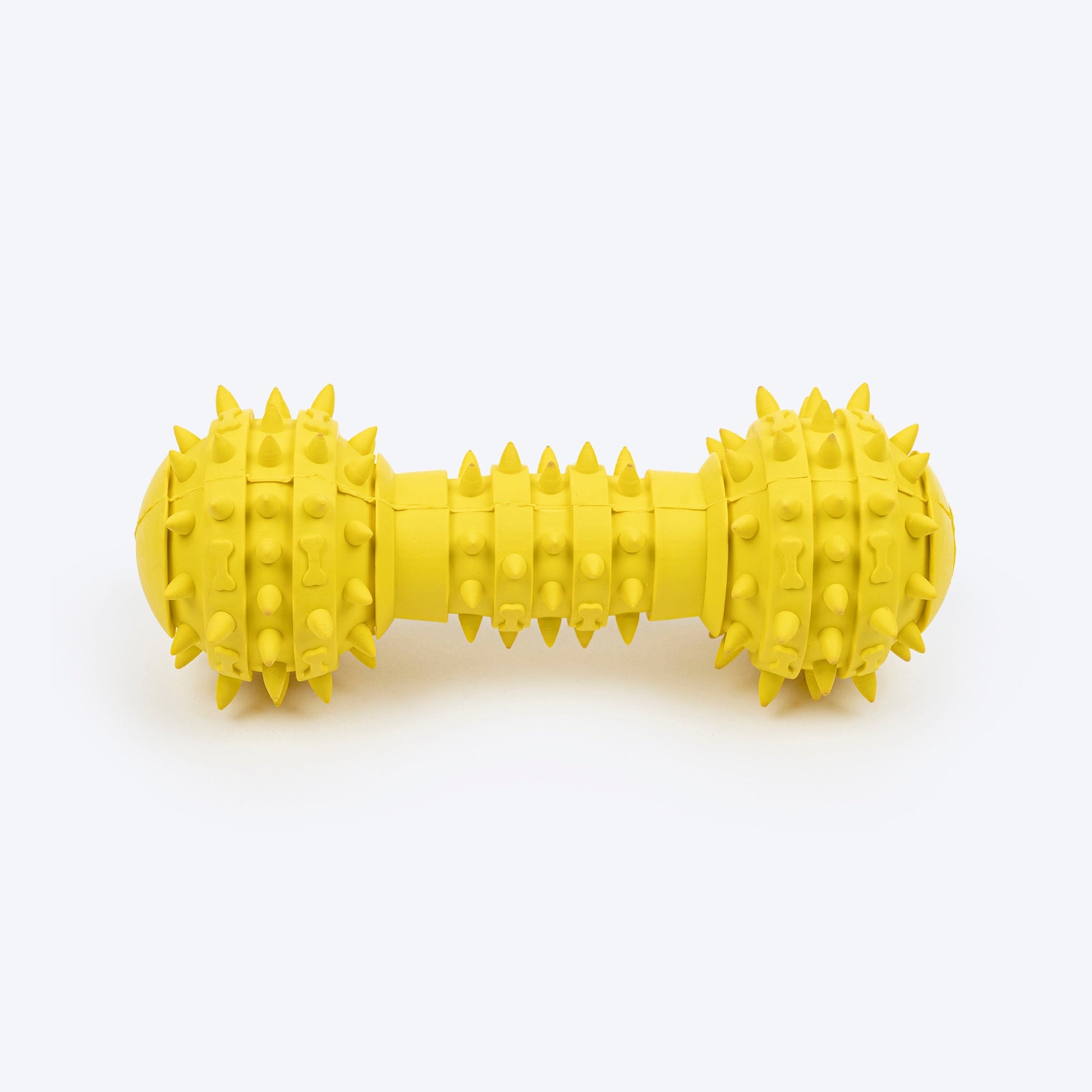 TLC Spiky Dumbbell Squeaky Chew Toy For Dog - Yellow - Heads Up For Tails