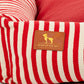 HUFT Bear Stripes Lounger Bed For Dog - Red & Ivory - Heads Up For Tails