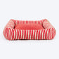 HUFT Bear Stripes Lounger Bed For Dog - Red & Ivory - Heads Up For Tails