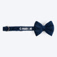 HUFT Personalised Luxe Velvet Fabric Collar With Bow Tie For Dog - Dark Navy - Heads Up For Tails