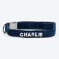 HUFT Personalised Luxe Velvet Fabric Collar With Bow Tie For Dog - Dark Navy - Heads Up For Tails