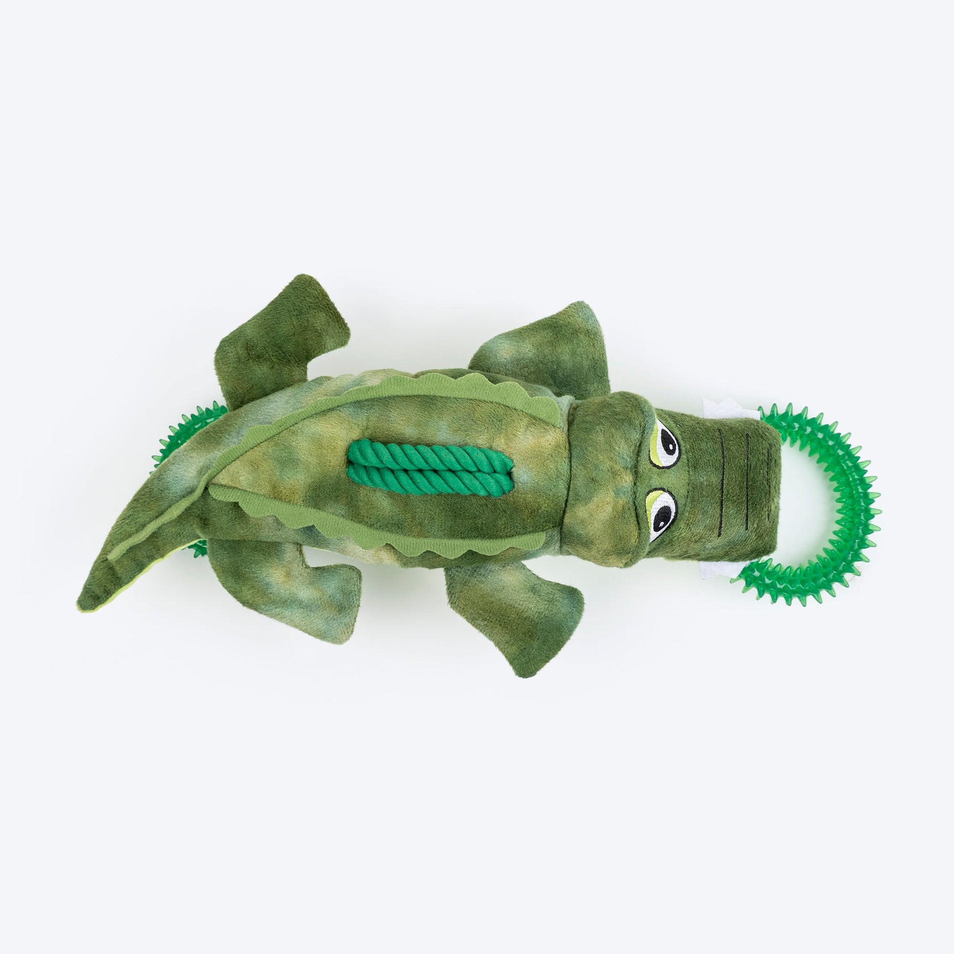 Dash Dog Crinkle Croc Squeaky Plush Toy For Dog - Green - Heads Up For Tails
