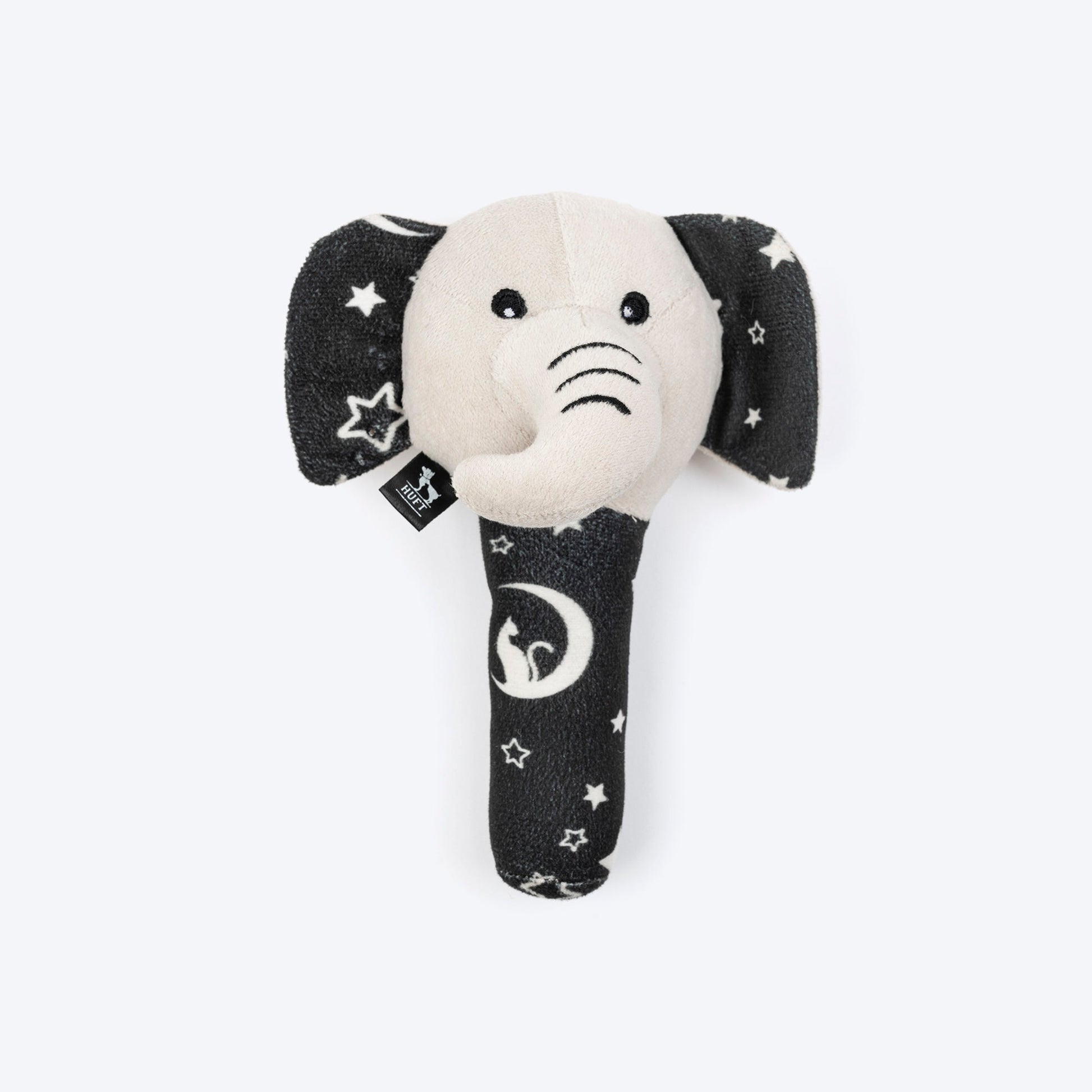 HUFT Crinkly Elly Squeaky Plush Toy For Small Dog - Black - Heads Up For Tails