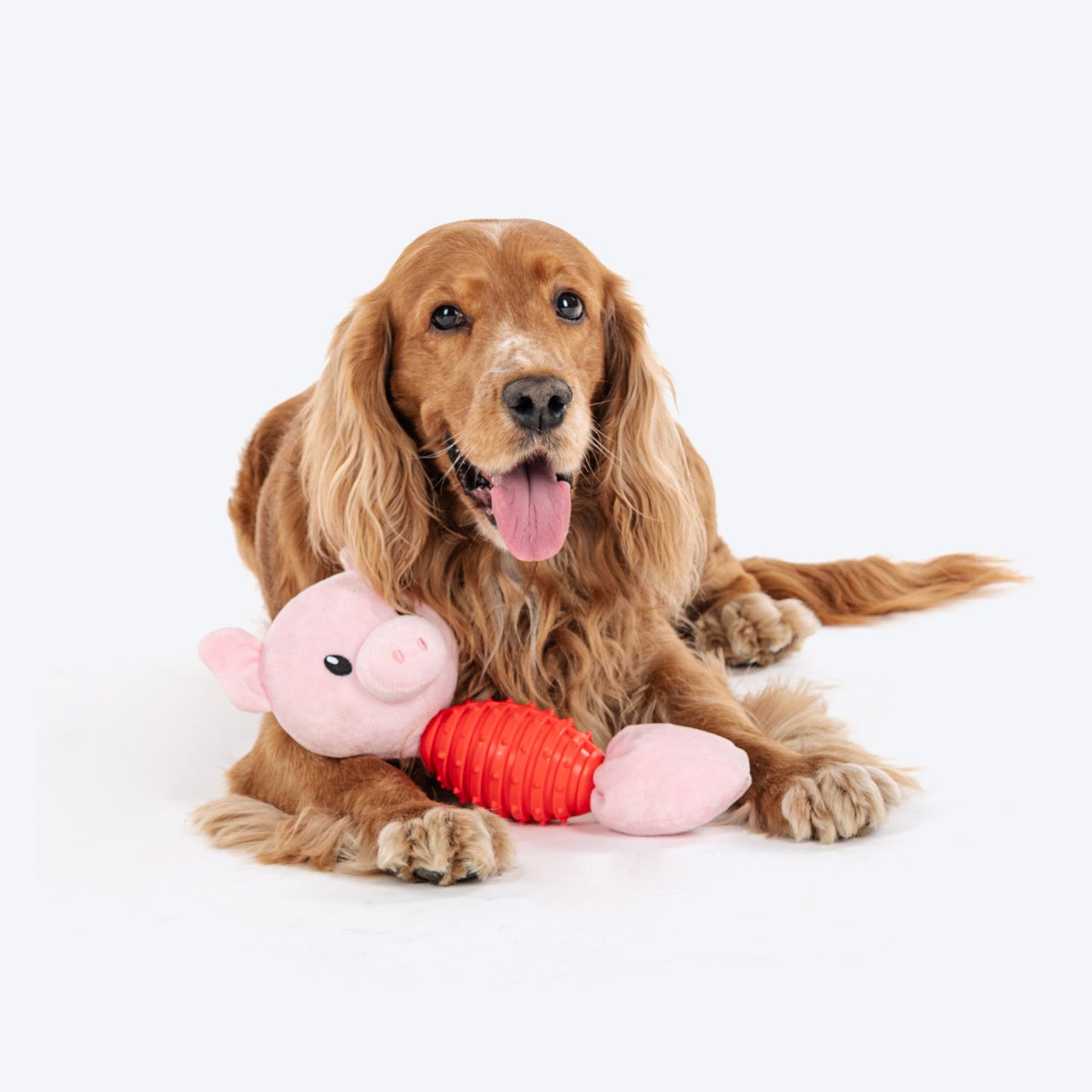 HUFT Squeaky Piggy Plush Toy For Dog - Pink - Heads Up For Tails