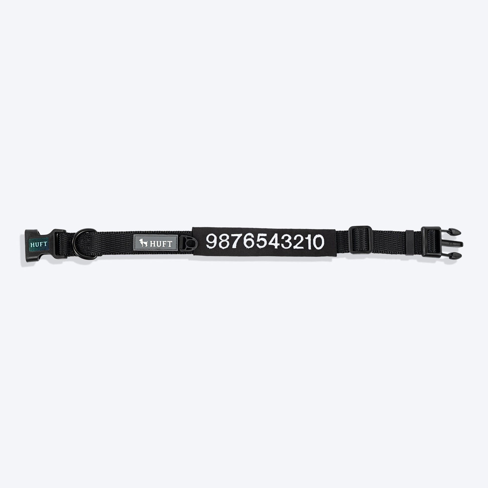 HUFT Classic Personalised (Mobile No.) Dog Collar - Coal Black - Heads Up For Tails