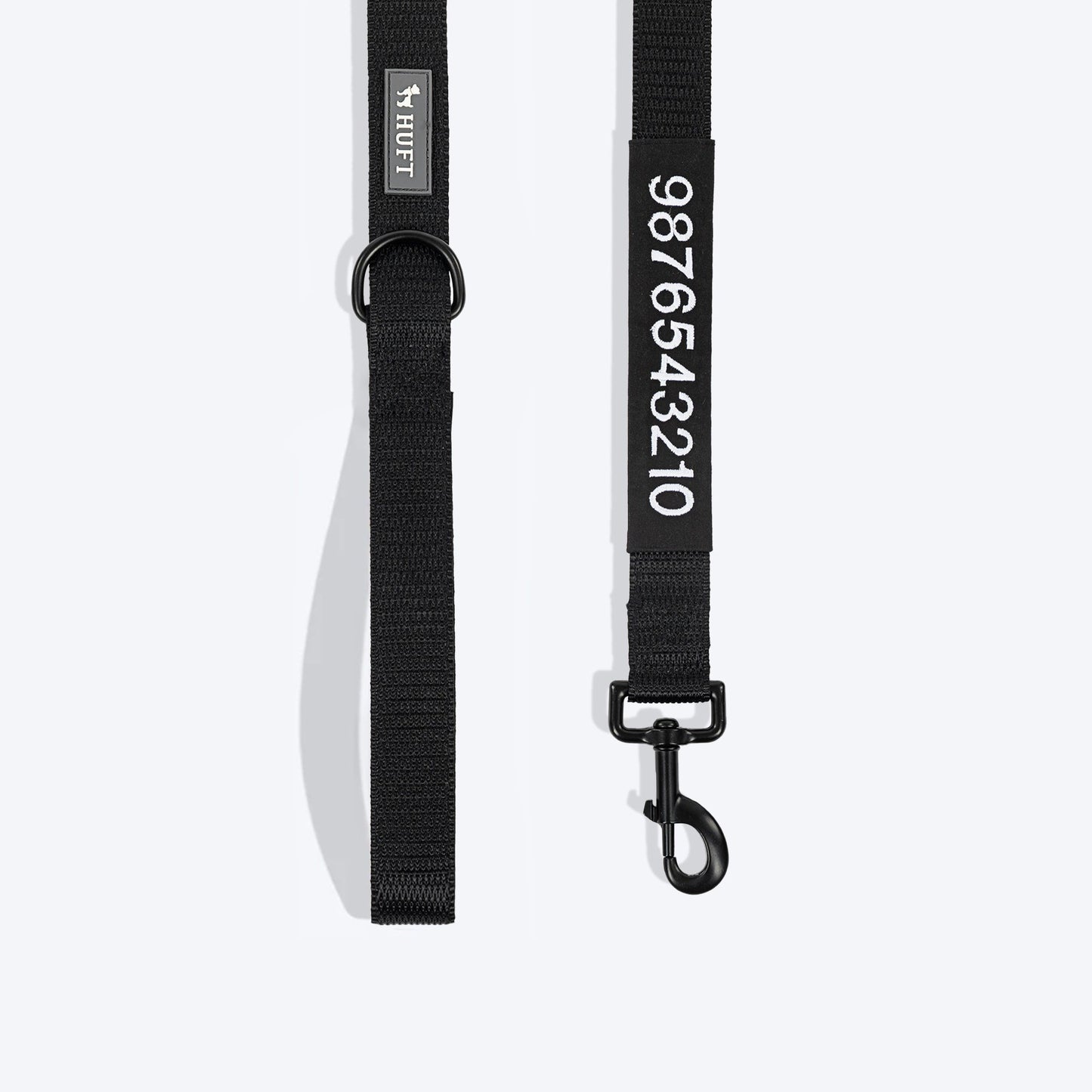HUFT Classic Personalised (Mobile No.) Dog Leash - Coal Black - Heads Up For Tails