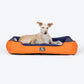 HUFT Classic Lounger Dog Bed - Orange & Blue - Heads Up For Tails