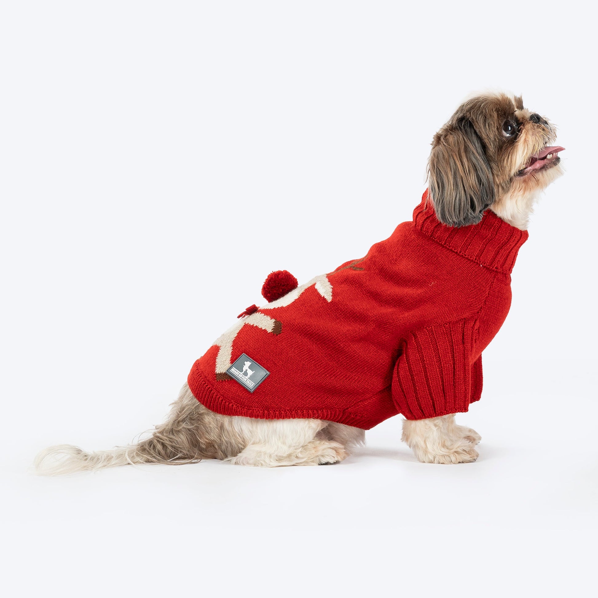 HUFT Rudolph'Â¬â‚¬Å¾Â¢s Red-Nose Sweater For Small Dog - Red - Heads Up For Tails