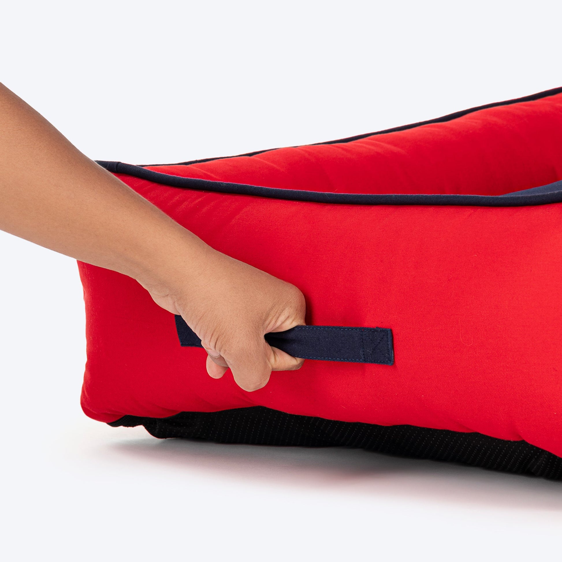 HUFT Ellie Classic Lounger Bed For Dog - Red & Navy - Heads Up For Tails