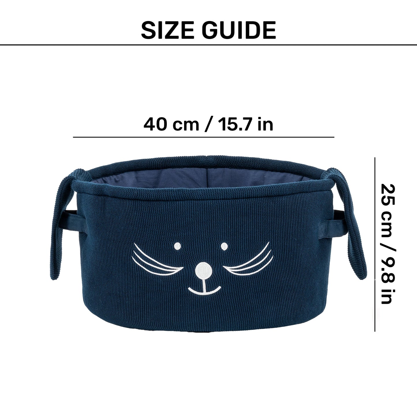 HUFT Playtime Toy Basket For Dog & Cat - Navy - Heads Up For Tails