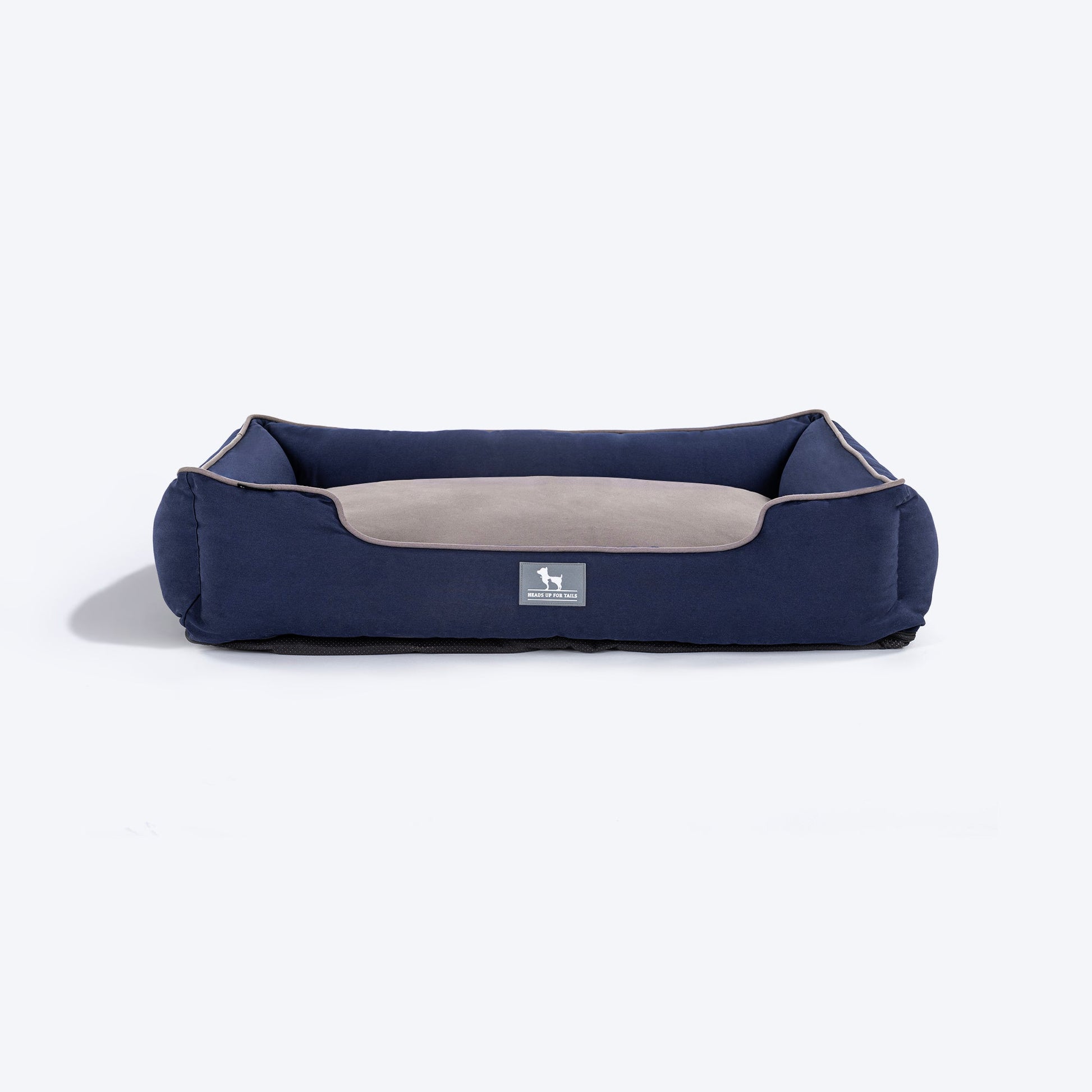 HUFT Classic Lounger Dog Bed - Grey & Navy - Heads Up For Tails