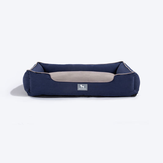 HUFT Classic Lounger Dog Bed - Grey & Navy - Heads Up For Tails