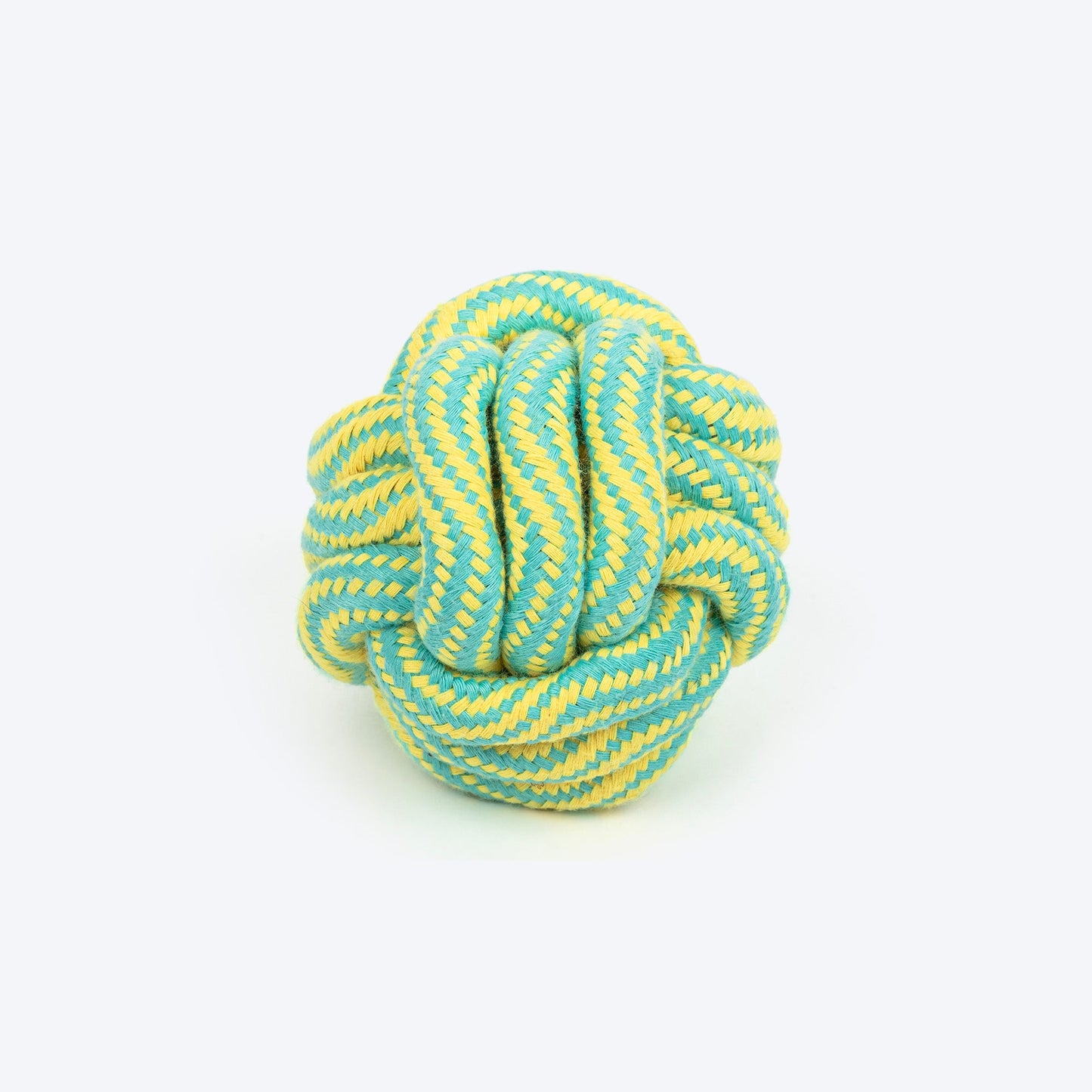TLC Tug Knot Ball Rope Toy For Dog - Yellow & Turquoise - Heads Up For Tails