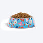 HUFT Summer Bloom Printed Melamine Bowl With Steel Insert For Dog - Blue - Heads Up For Tails