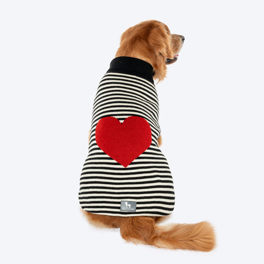 HUFT Sweetheart Stripe Sweater For Dog - Black & White - Heads Up For Tails