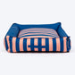 HUFT Personalised Happy Stripes Lounger Bed For Dog - Navy & Peach - Heads Up For Tails