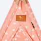 HUFT Personalised Polka Paws Teepee Tent Bed For Dog & Cat - Peach - Heads Up For Tails