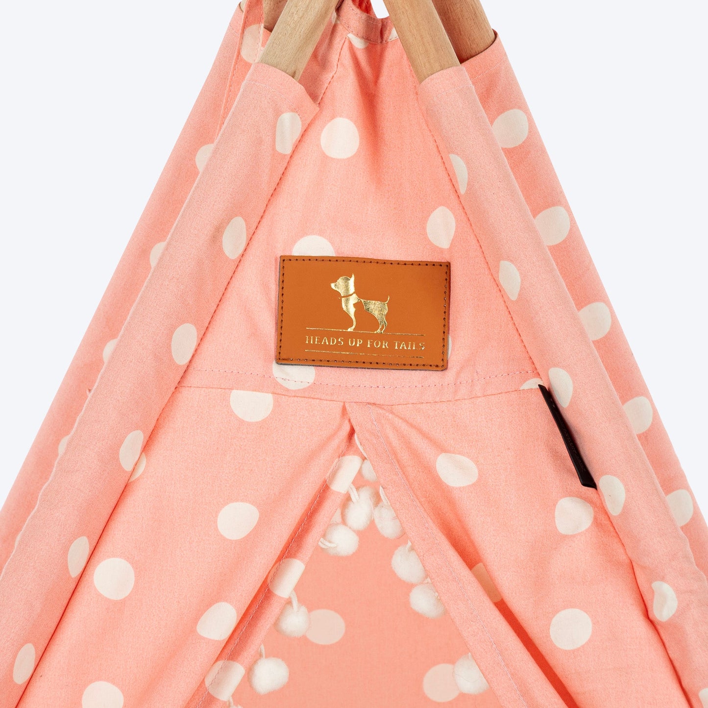 HUFT Personalised Polka Paws Teepee Tent Bed For Dog & Cat - Peach - Heads Up For Tails