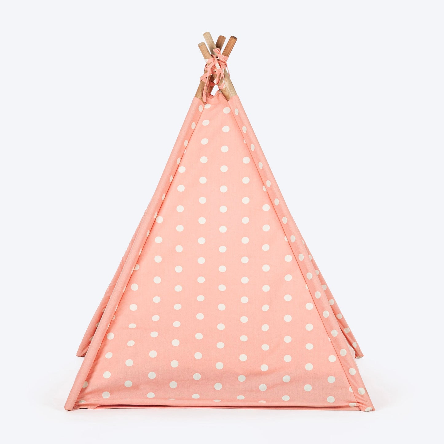 HUFT Personalised Polka Paws Teepee Tent Bed For Dog & Cat - Peach - Heads Up For Tails