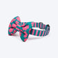 HUFT Pawsome Blossom Bow Tie With Collar For Dog - Green & Pink - Heads Up For Tails
