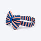HUFT Happy Stripes Bow Tie With Collar For Dog - Blue & Peach - Heads Up For Tails