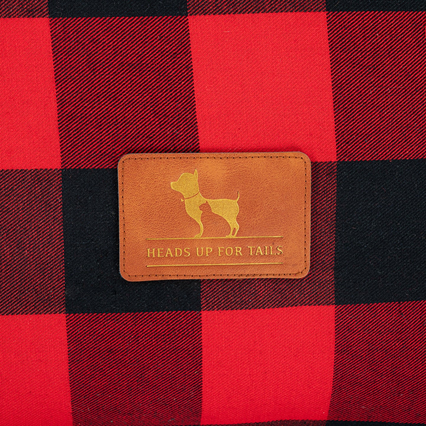 HUFT Personalised Checkered Cuddle Mat For Dog & Cat - Red & Black - Heads Up For Tails