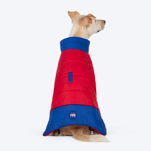 Dash Dog Outbounders Puffer Jacket For Dog - Red & Blue - Heads Up For Tails