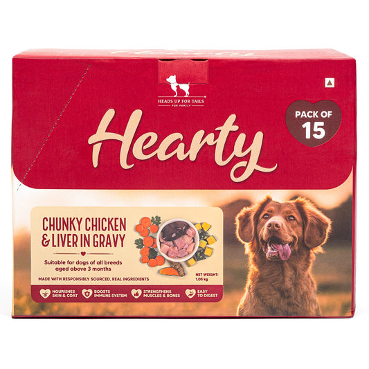 Hearty Chunky Chicken & Liver in Gravy Wet Dog Food - Pack of 15 (70 gm each)
