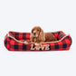 HUFT Love Plaid Lounger Bed For Dog - Red & Black - Heads Up For Tails