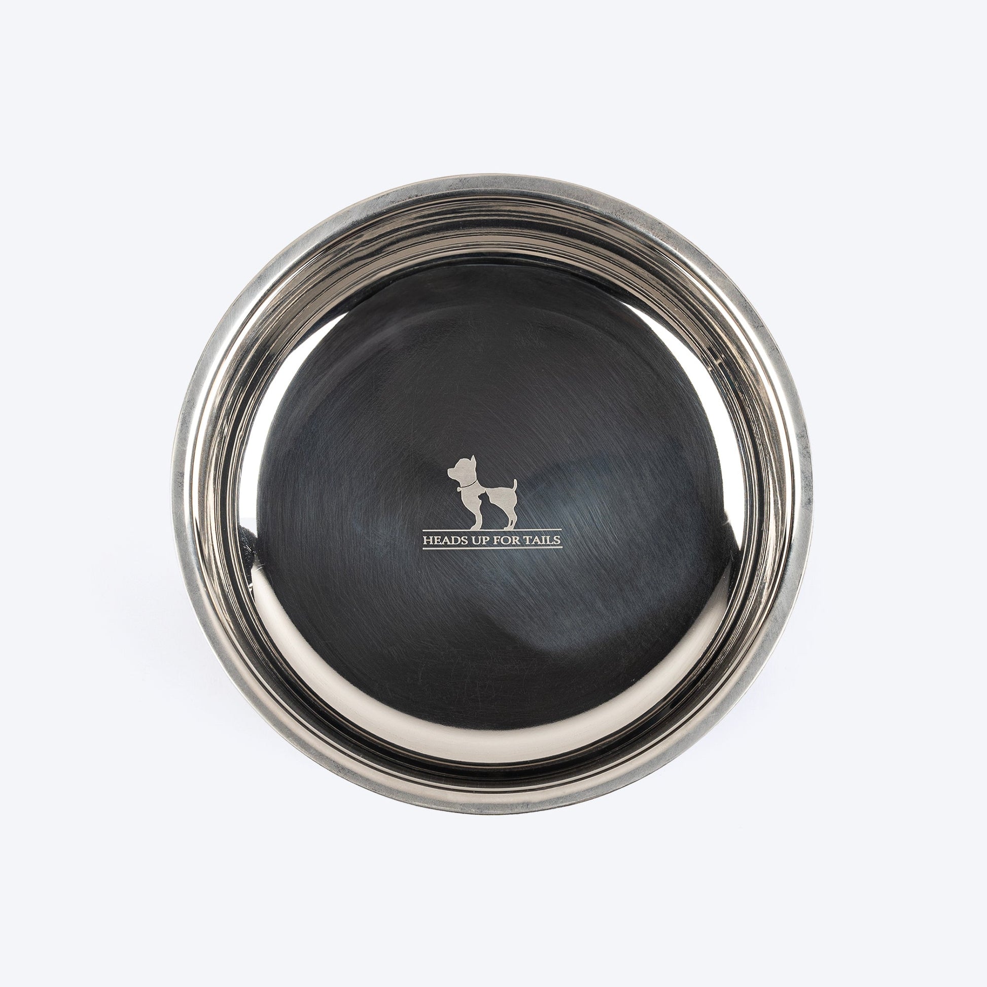 HUFT Marble Mist Printed Steel Bowl For Dog - Grey - Heads Up For Tails