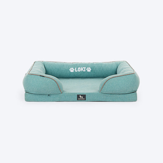 HUFT Personalised Warm Hug Orthopedic Sofa Bed For Dog - Blue - Heads Up For Tails