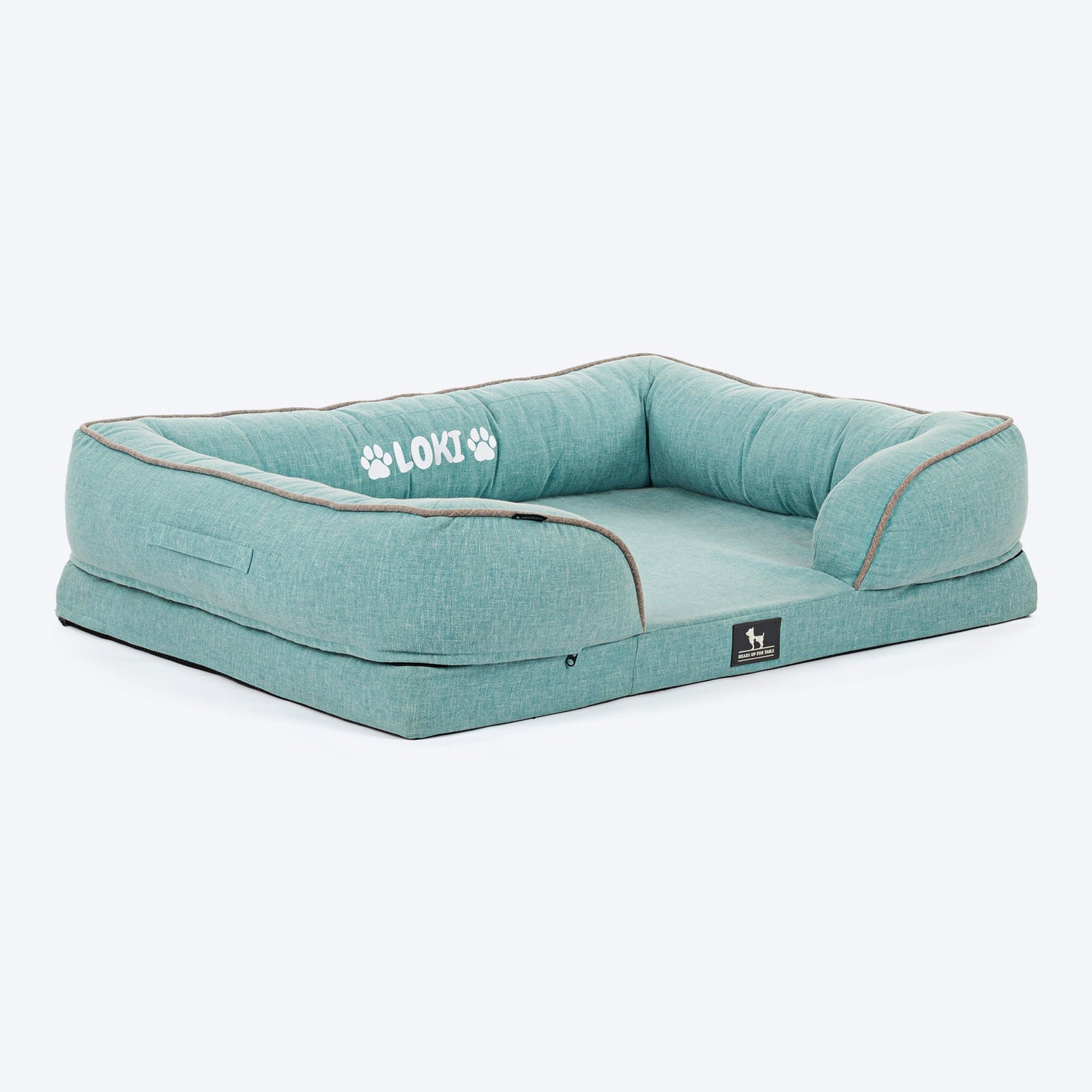 HUFT Personalised Warm Hug Orthopedic Sofa Bed For Dog - Blue - Heads Up For Tails