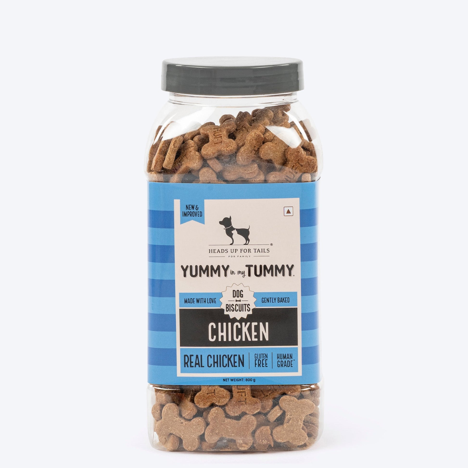 Heads Up for Tails Yummy in my Tummy Chicken Dog Biscuits, 800g, gluten-free, gently baked, real chicken flavor