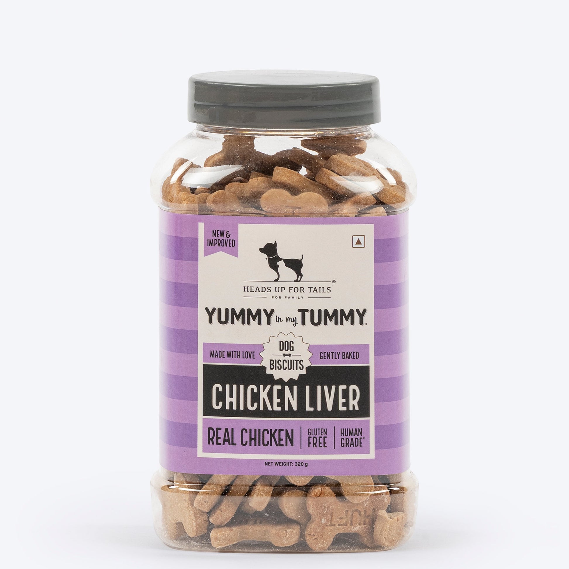 Heads Up for Tails Yummy in my Tummy Chicken Liver Dog Biscuits, 320g, gluten-free, gently baked, real chicken