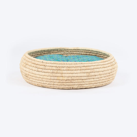 HUFT Nature Nap Basket Bed With Block Printed Cushion For Cat - Multicolor - Heads Up For Tails