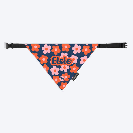 HUFT Personalised Flower Frenzy Bandana For Dog - Navy - Heads Up For Tails
