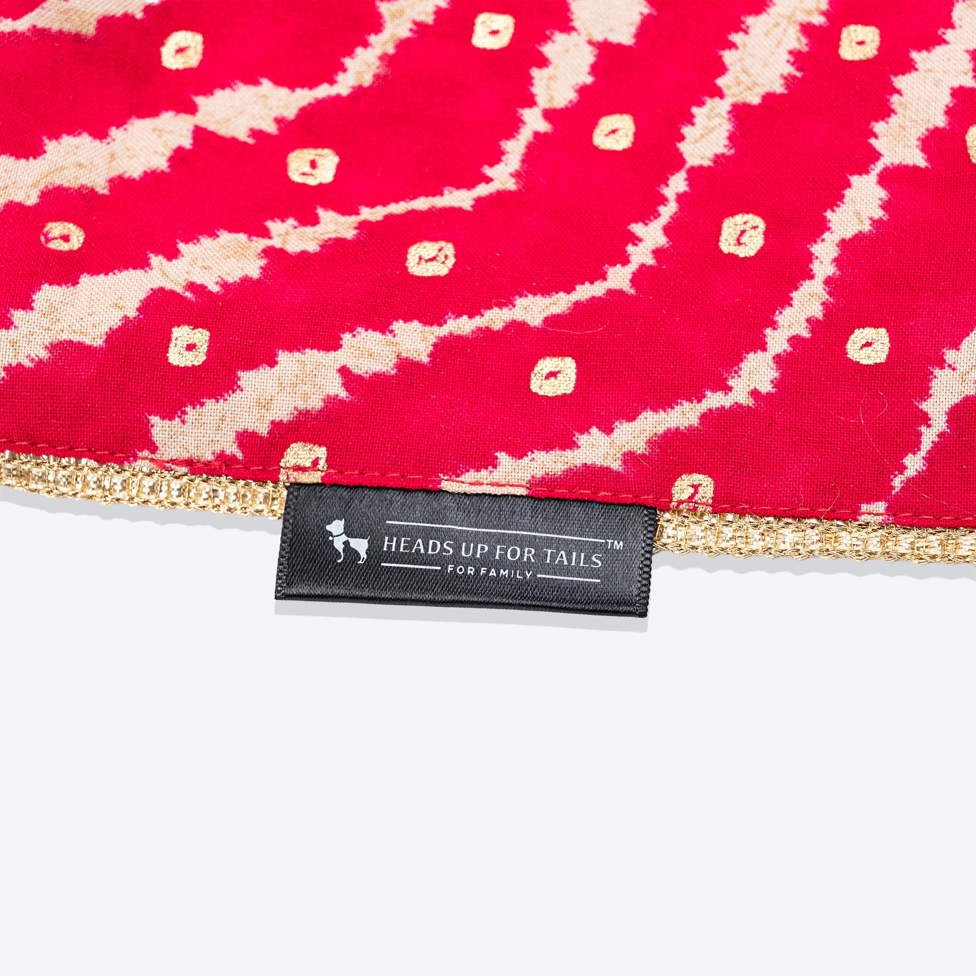 HUFT Leheriya Luxe Knot Bandana For Dog - Pink - Heads Up For Tails