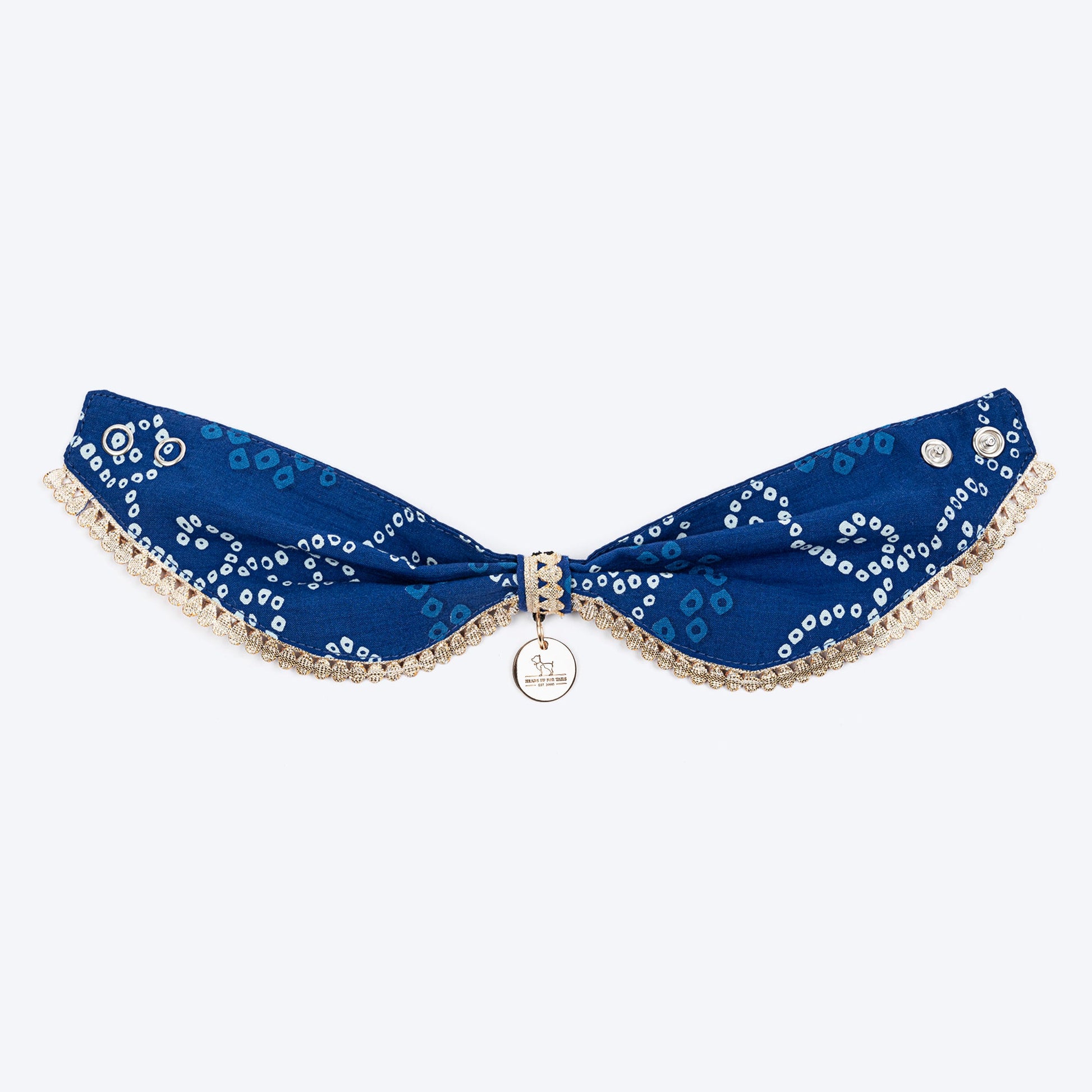 HUFT Bandhani Breeze Scarf For Dog & Cat - Blue - Heads Up For Tails