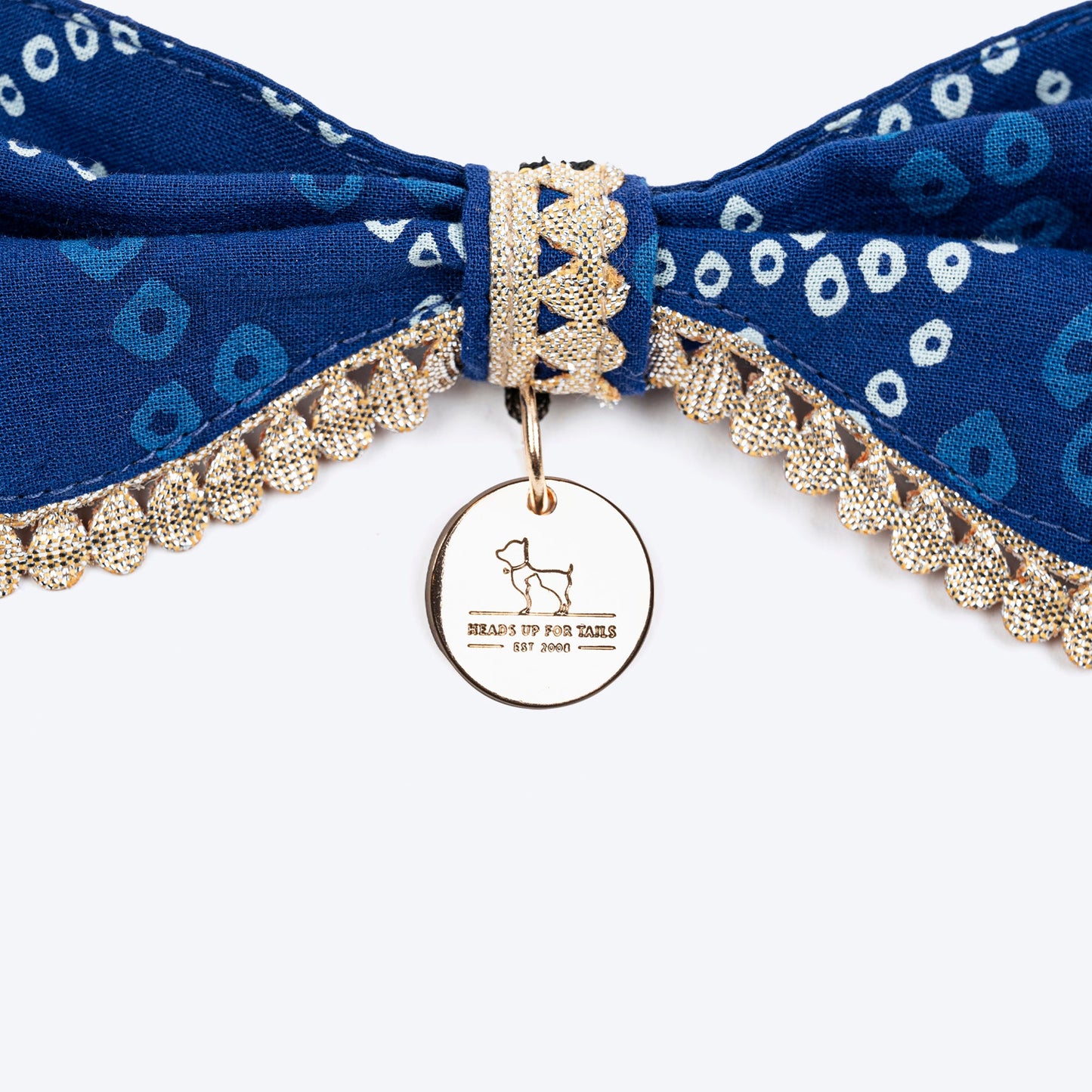 HUFT Bandhani Breeze Scarf For Dog & Cat - Blue - Heads Up For Tails