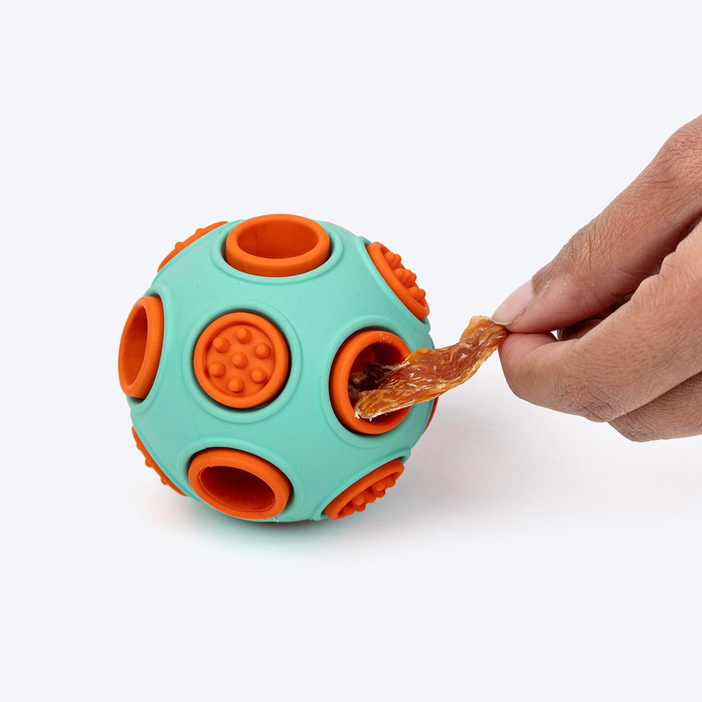 Dash Dog Toss â€˜nâ€™ Treat Ball Chew Toy For Dog - Blue & Orange - S - Heads Up For Tails