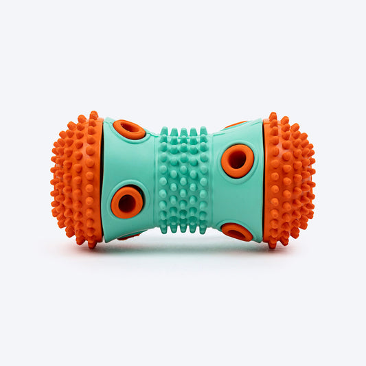 Dash Dog Dumbbell Treat Chew Toy For Dog - Blue & Orange - Heads Up For Tails