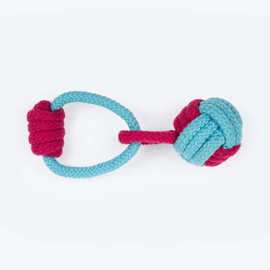 Dash Dog Tugger Ball Rope Toy For Dog - Light Blue & Pink - Heads Up For Tails