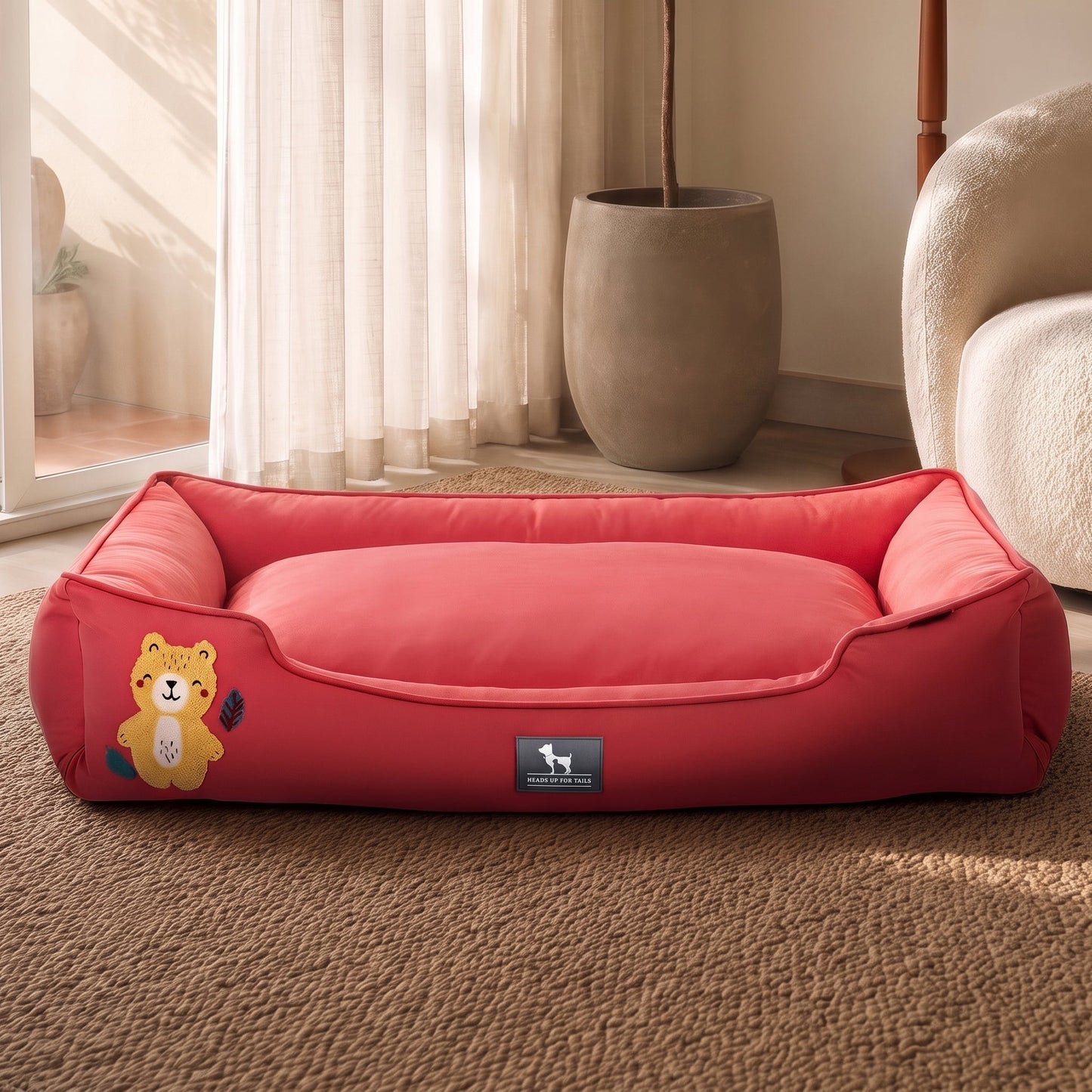HUFT Teddy Classic Lounger Bed For Dog - Red