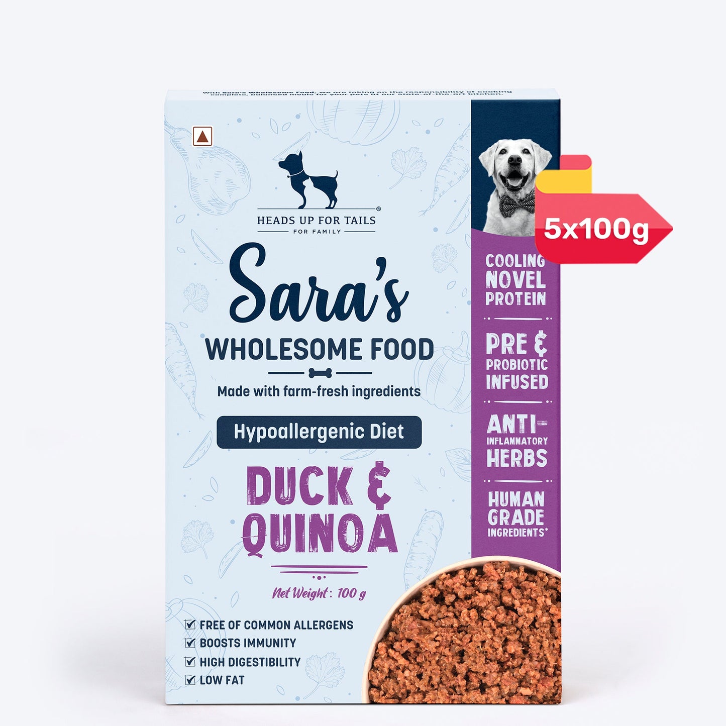 Sara's Wholesome Hypoallergenic Duck & Quinoa Wet Food for Dogs ‚¬€œ Human-Grade, Gluten-Free - Heads Up For Tails