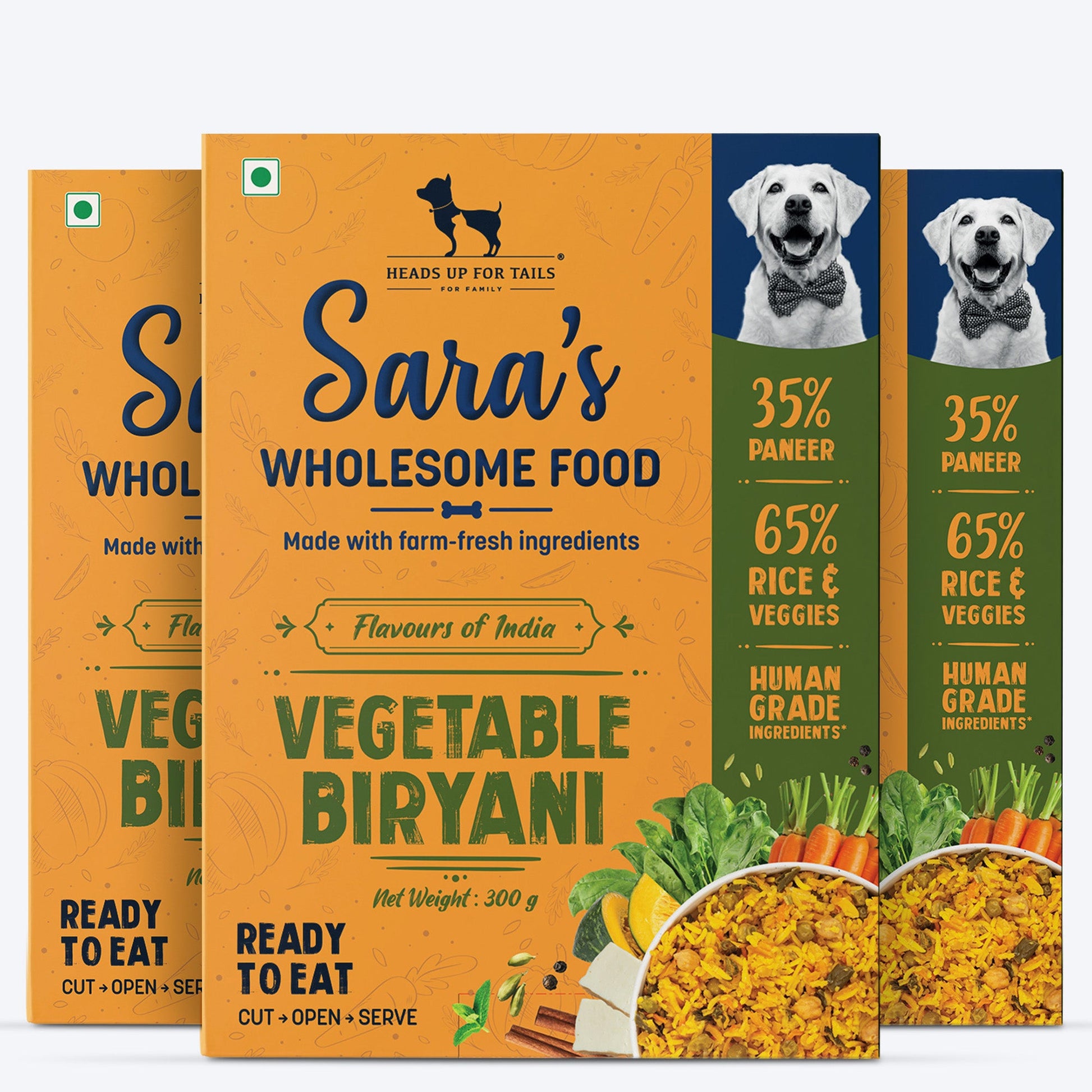 Sara's Wholesome Flavours of India Vegetable Biryani Wet Dog Food, 100% Vegetarian, Human-Grade Ingredients â‚¬â€œ Preservative-Free, Farm-Fresh - Heads Up For Tails