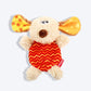 GiGwi Plush Friendz Dog Toy with Refillable Squeaker - Dog - Grey/Red - Heads Up For Tails
